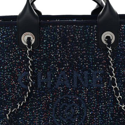 Chanel Calfskin Sequin Medium Deauville Tote Blue Multicolor 8 of 10