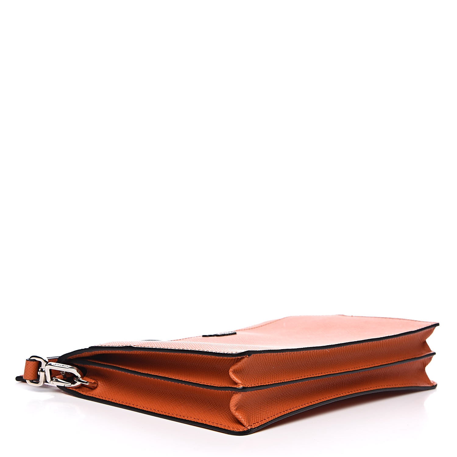 Prada Saffiano Cuir Clutch Wristlet Bag Papaya 4 of 10