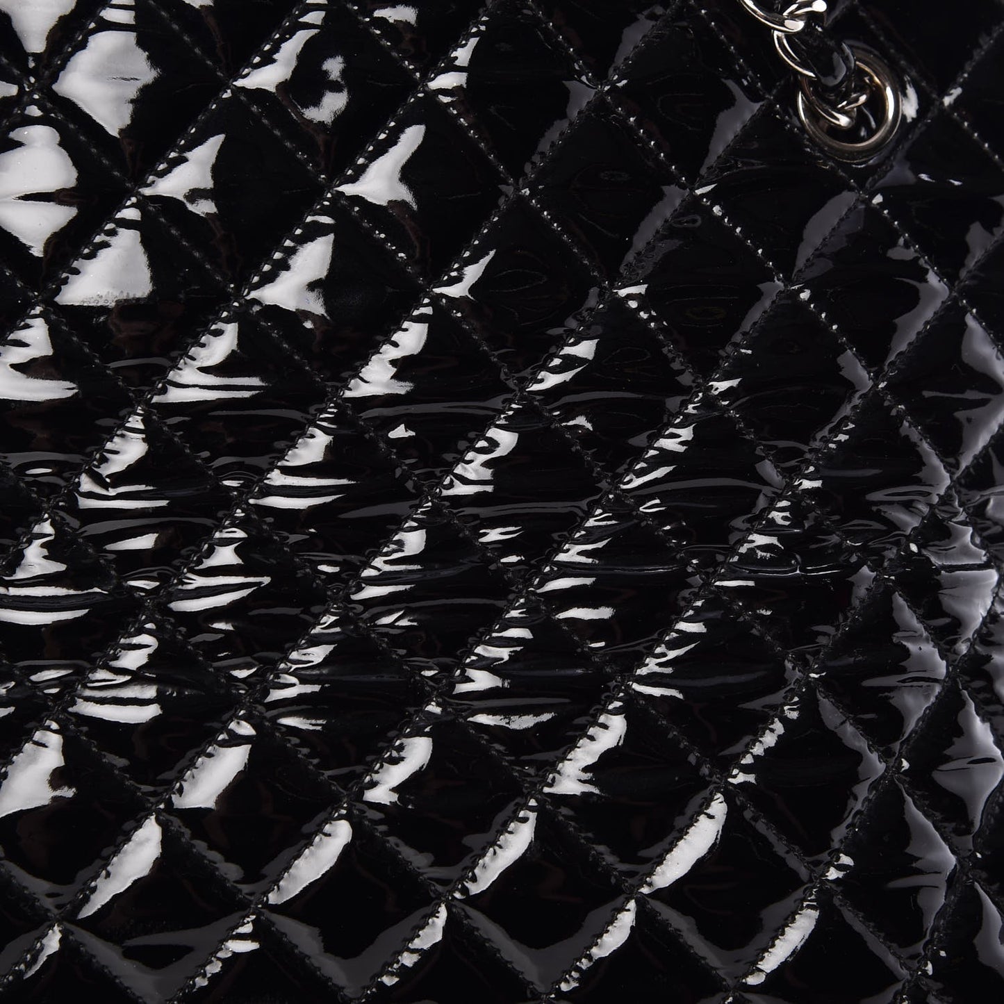 Patent Quilted Maxi Just Mademoiselle Bowling Bag Black