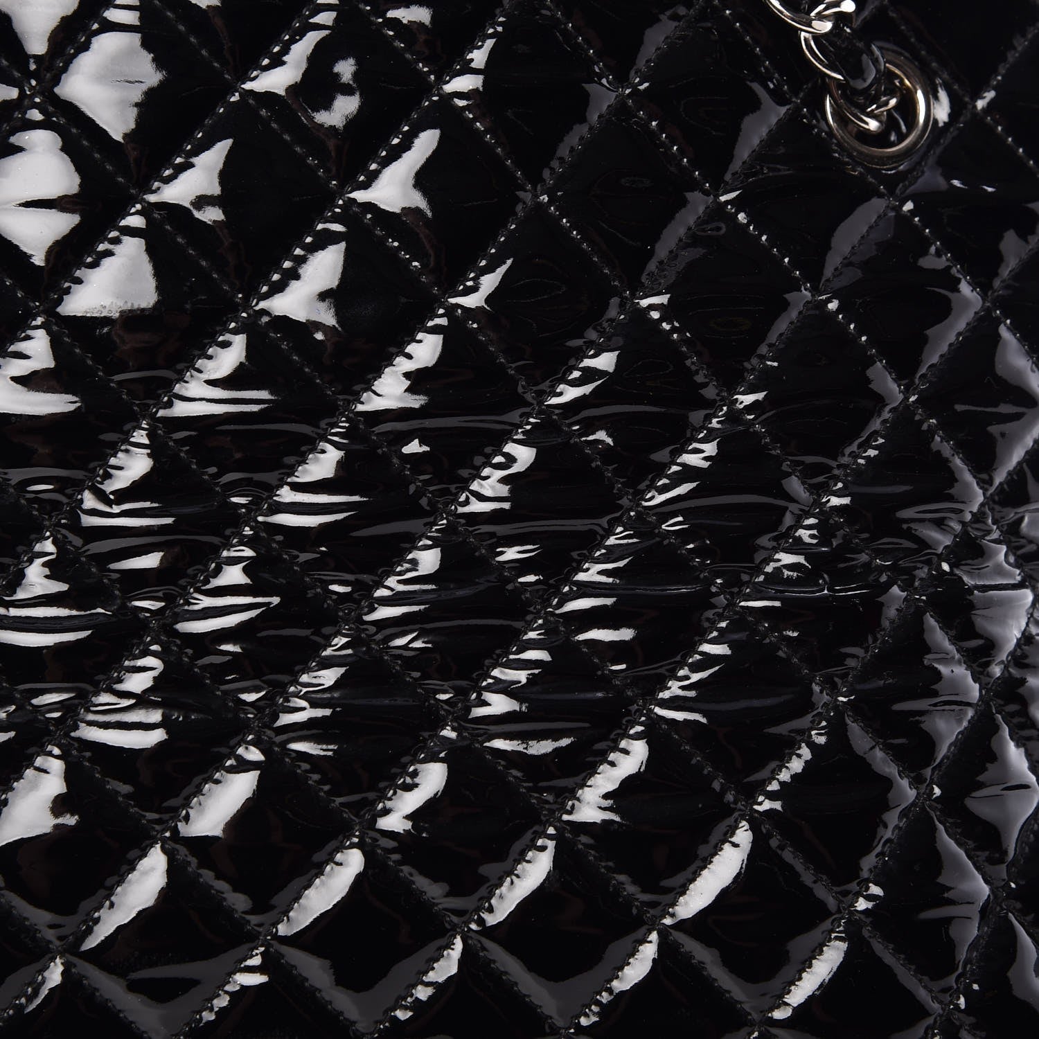 Chanel Patent Quilted Maxi Just Mademoiselle Bowling Bag Black 8 of 8