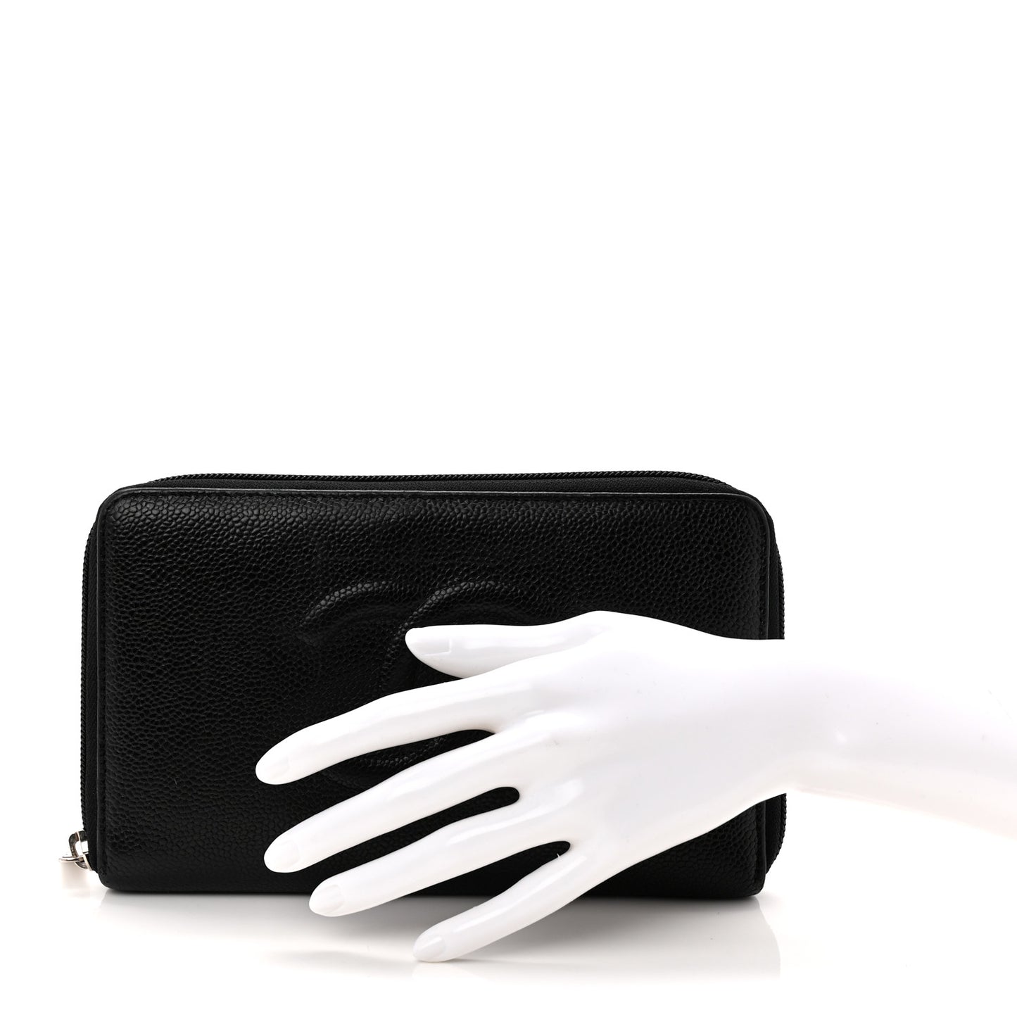 Caviar Large Timeless CC Zip Around Wallet Black