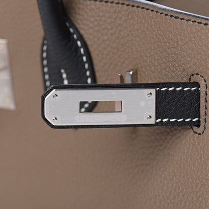 Hermes Togo Horseshoe Birkin 30 Black Etoupe 16 of 29