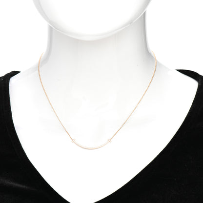 Tiffany 18K Rose Gold Diamond Small T Smile Pendant Necklace 2 of 5