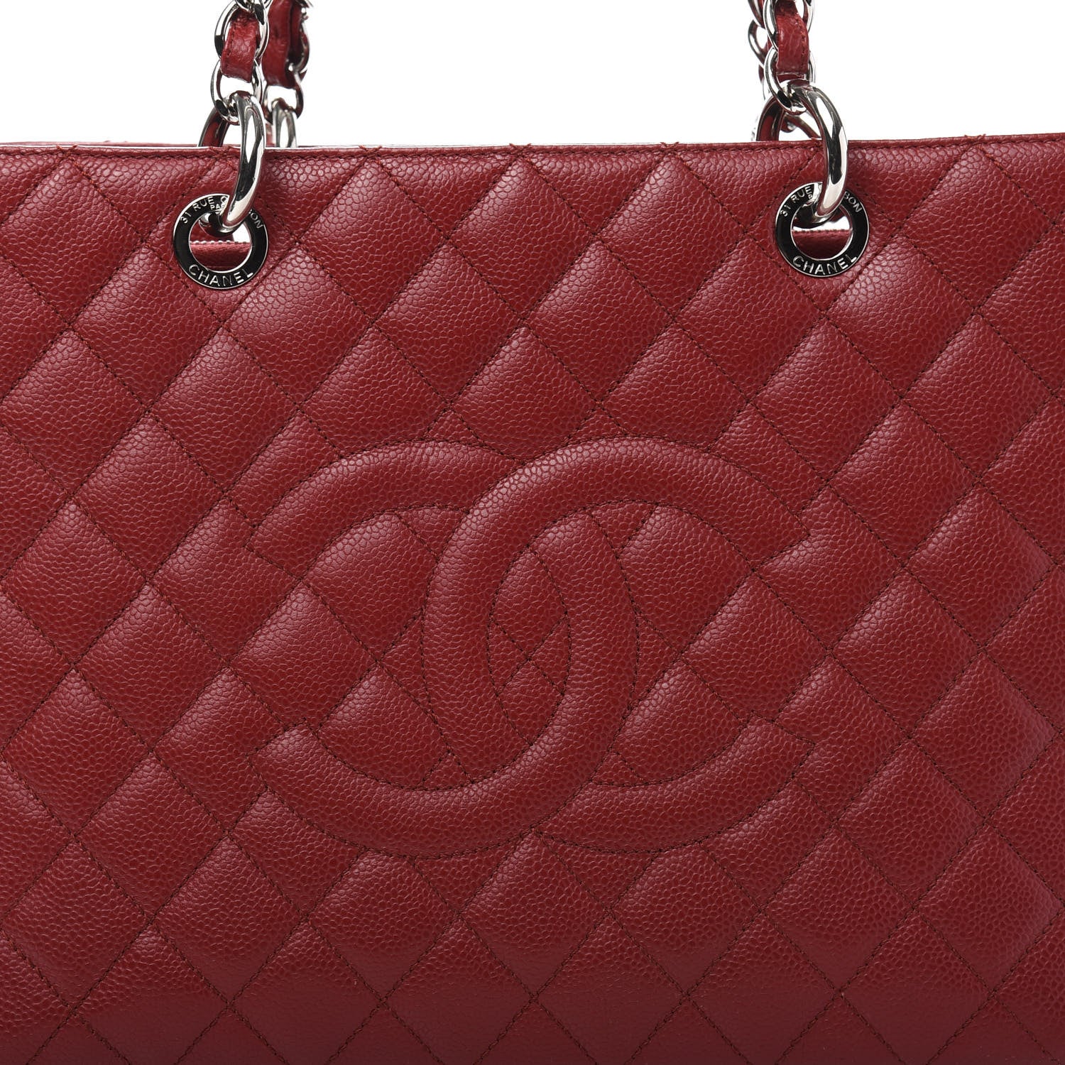 Chanel Caviar Quilted Grand Shopping Tote GST Red 12 of 12