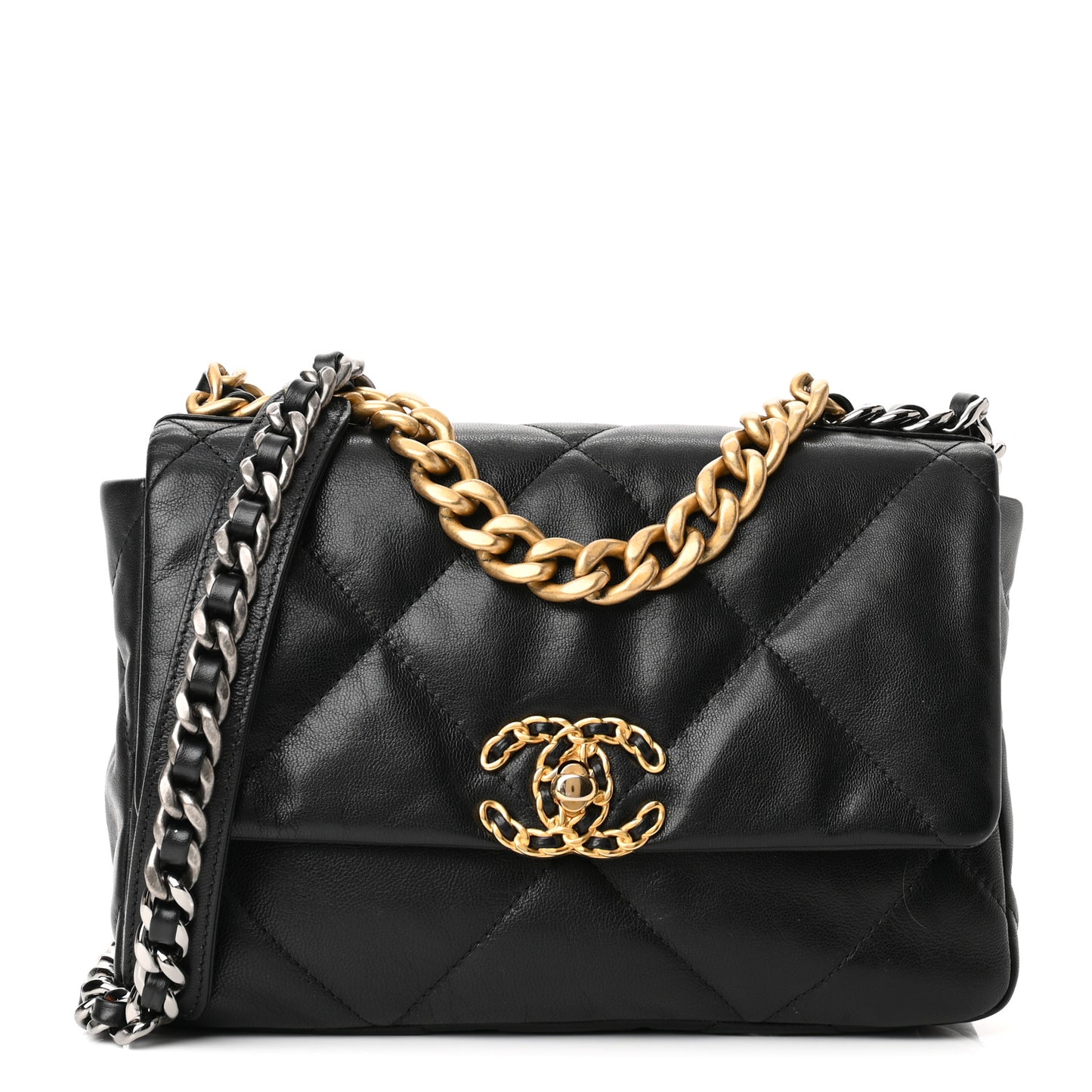 Goatskin Quilted Medium Chanel 19 Flap Black