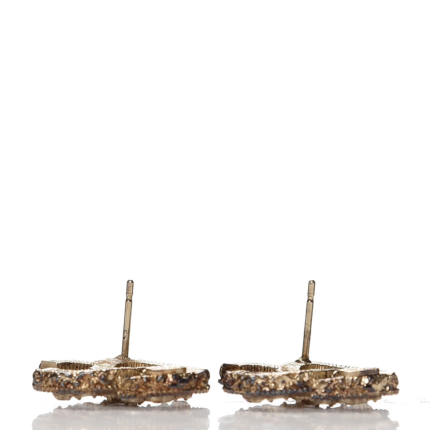 Chanel Enamel CC Baroque Earrings Beige Gold 4 of 4