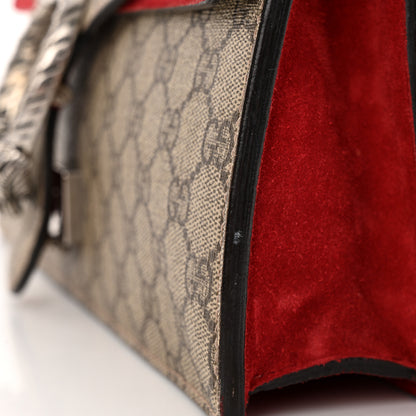 Gucci GG Supreme Monogram Suede Cudu Medium Dionysus Shoulder Bag Beige Ebony Vulcanic Red 13 of 18