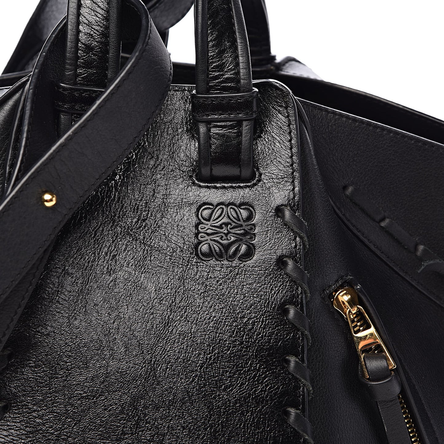 Calfskin Small Whipstitch Hammock Shoulder Bag Black