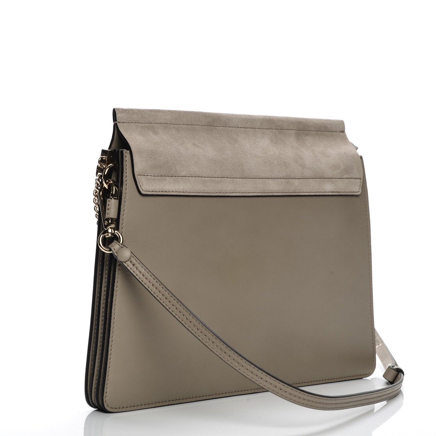 Calfskin Suede Medium Faye Shoulder Bag Motty Grey