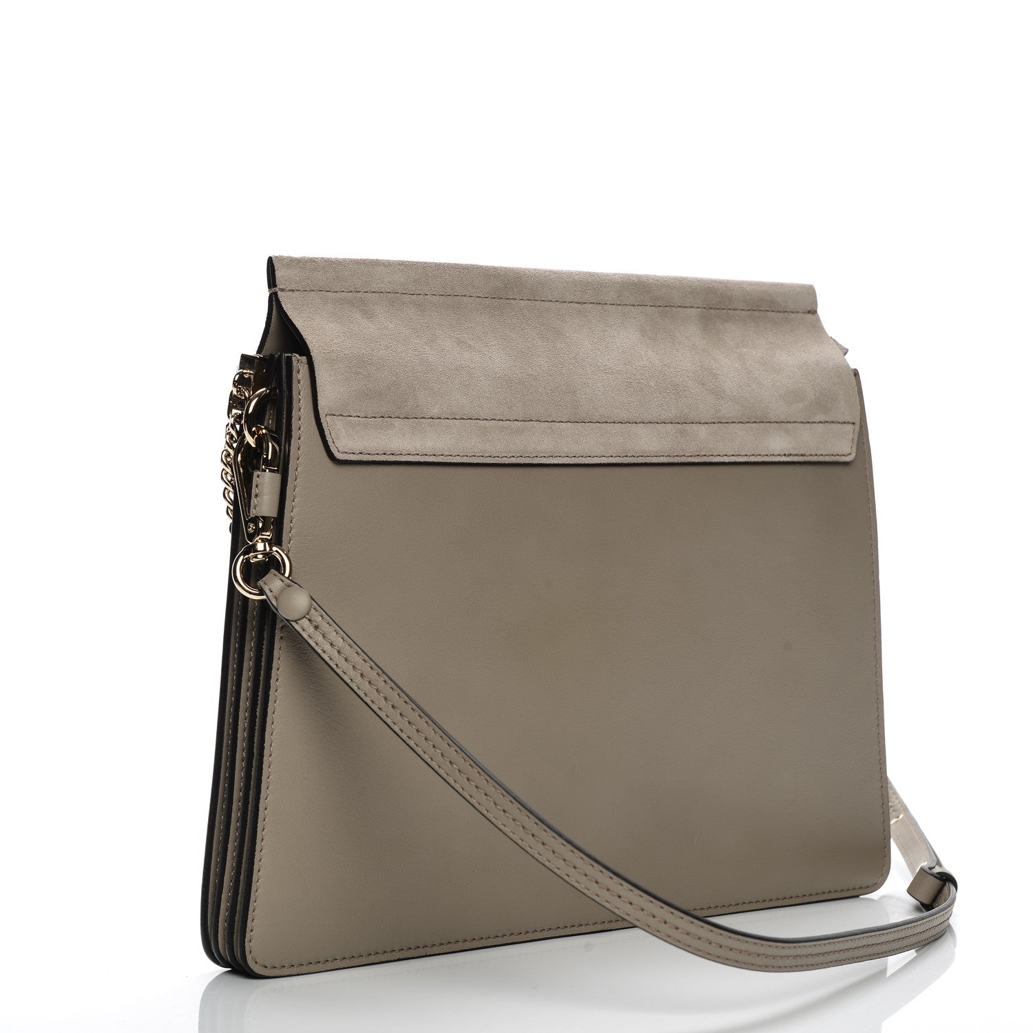 Chloe Calfskin Suede Medium Faye Shoulder Bag Motty Grey 3 of 6