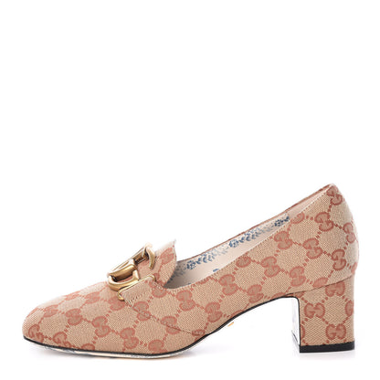 Gucci Monogram GG Victoire 55mm Loafer Pumps 38.5 Beige Ruggine 1 of 9