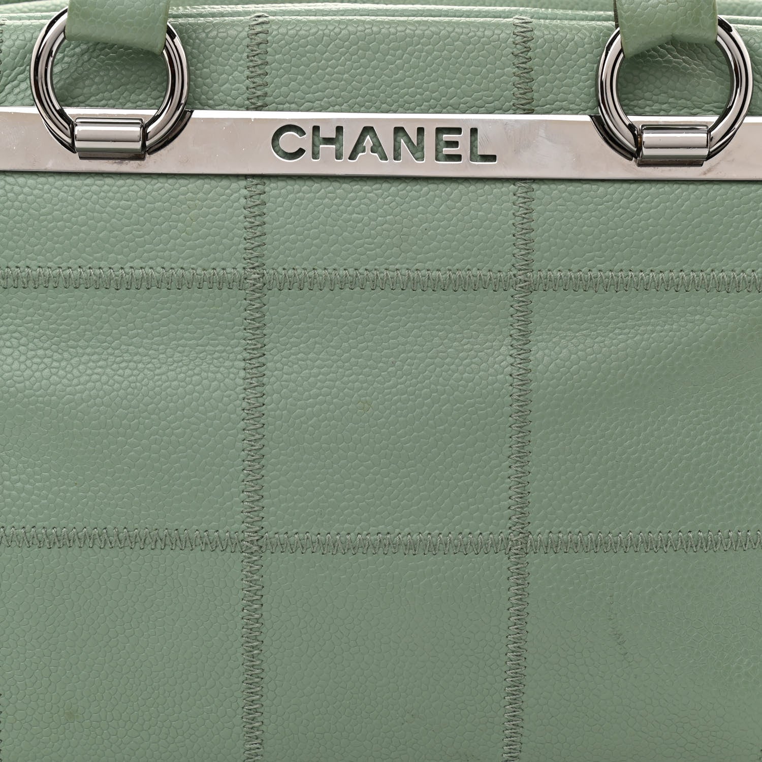 Chanel Caviar Square Stitched Bowler Light Green 8 of 10