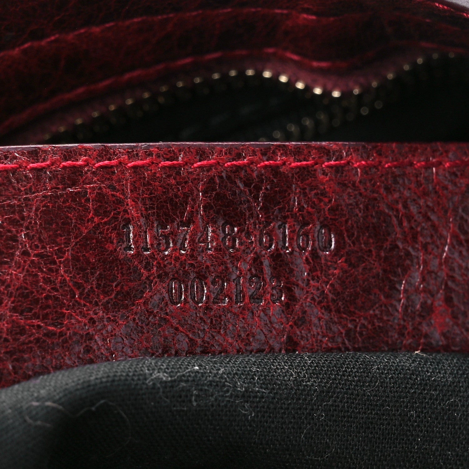 Balenciaga Agneau Laser Cut Cross Classic Gold Hardware City Rouge Lie De Vin 9 of 12