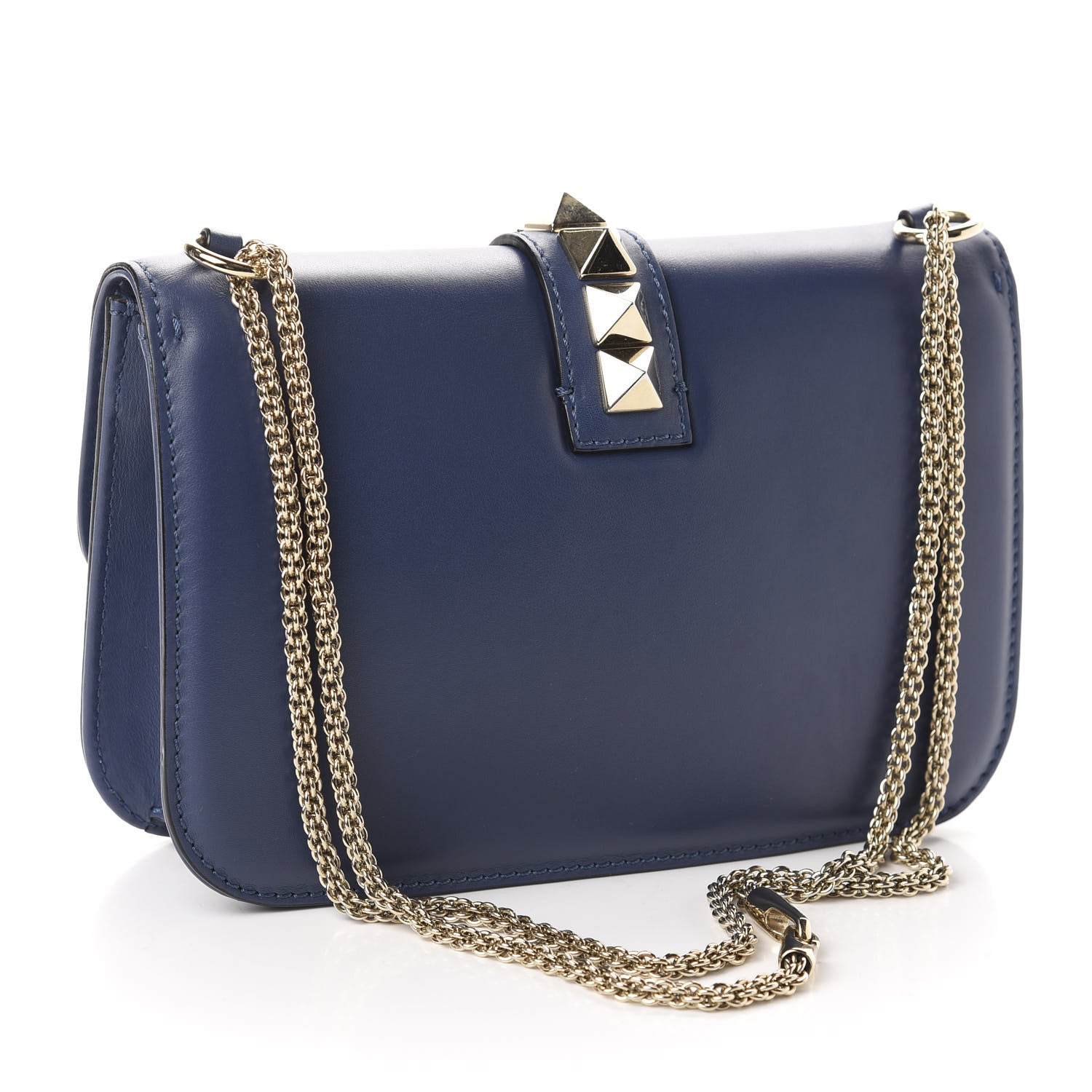 Valentino Garavani Vitello Medium Glam Lock Rockstud Flap Indigo 3 of 11