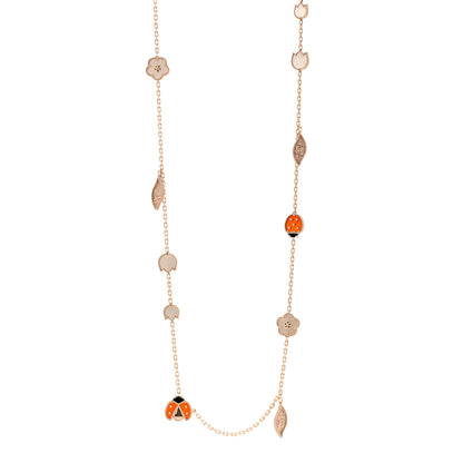 Van Cleef & Arpels 18K Rose Gold Mother of Pearl Carnelian Onyx 15 Motifs Lucky Spring Long Necklace 1 of 6