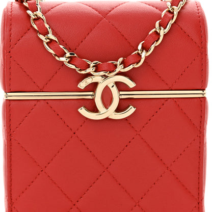 Chanel Lambskin Quilted Small Box With Chain Red 9 of 12