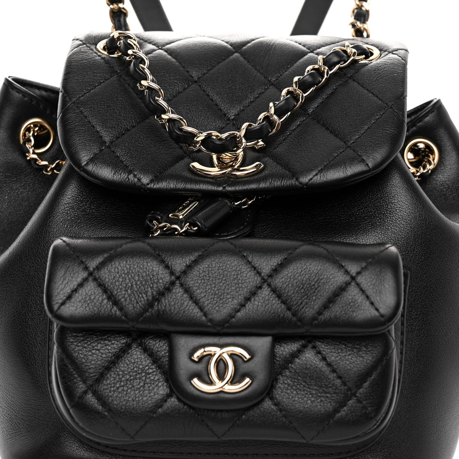 Chanel Lambskin Quilted Small Duma Drawstring Backpack Black 8 of 11