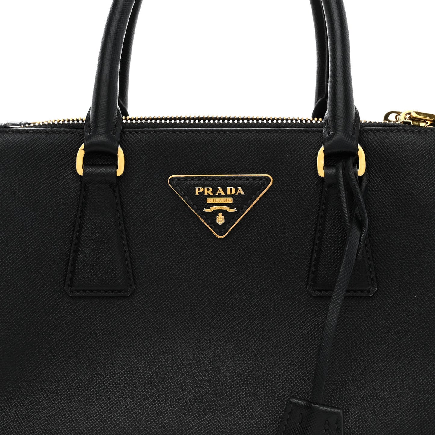 Saffiano Mini Galleria Double Zip Tote Black