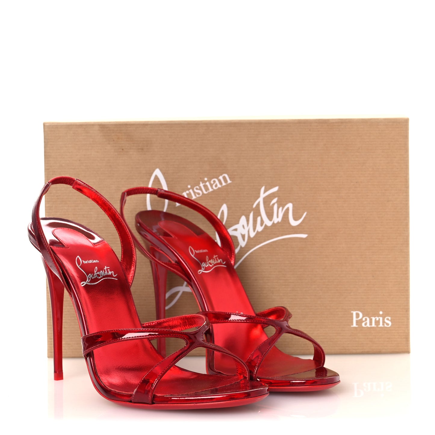 Metallic Patent Psychic Emilie 100 Slingback Sandals 39 Loubi
