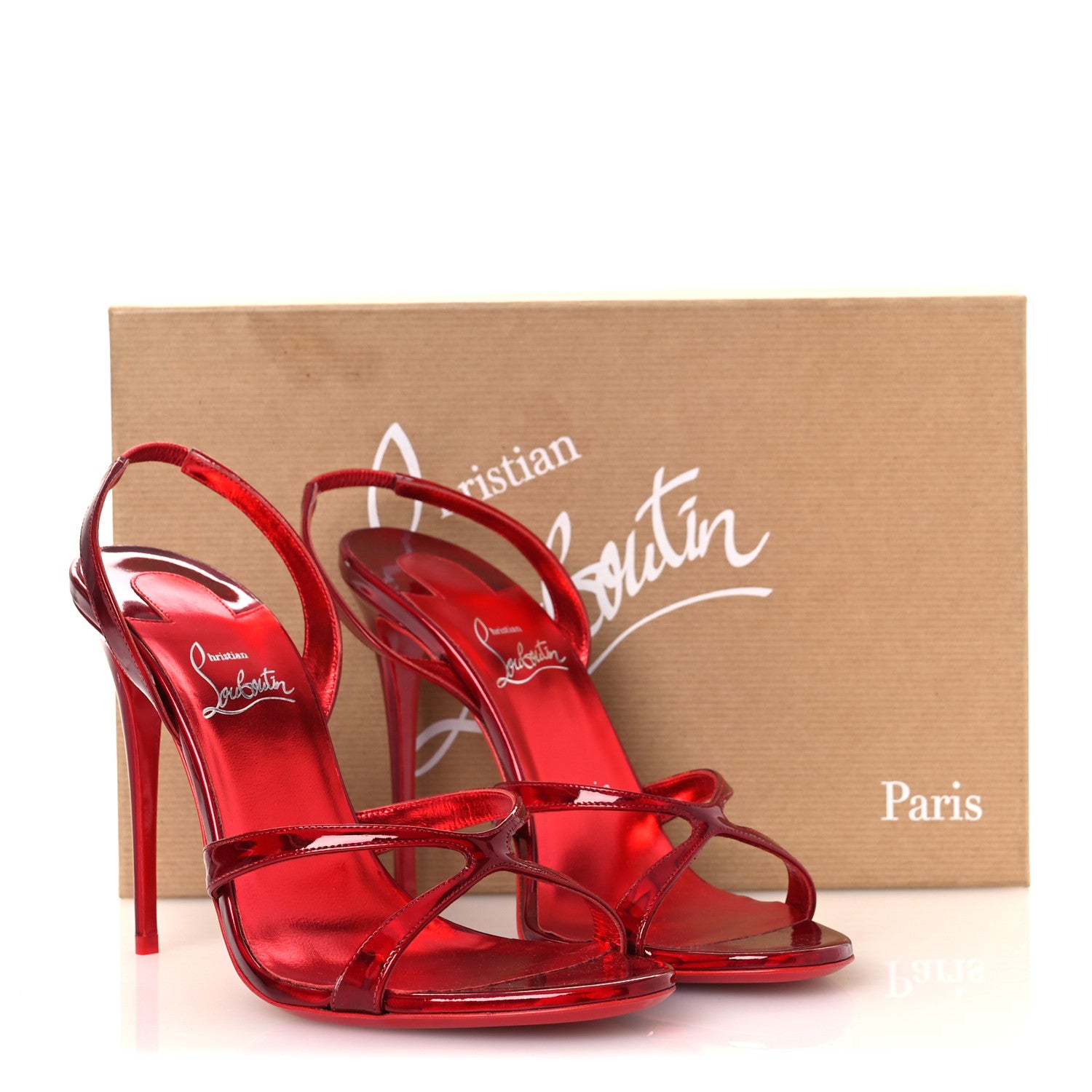 Christian Louboutin Metallic Patent Psychic Emilie 100 Slingback Sandals 39 Loubi 11 of 11