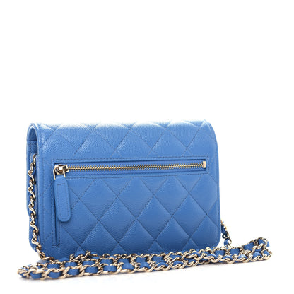 Chanel Caviar Quilted Mini Wallet On Chain WOC Blue 3 of 11