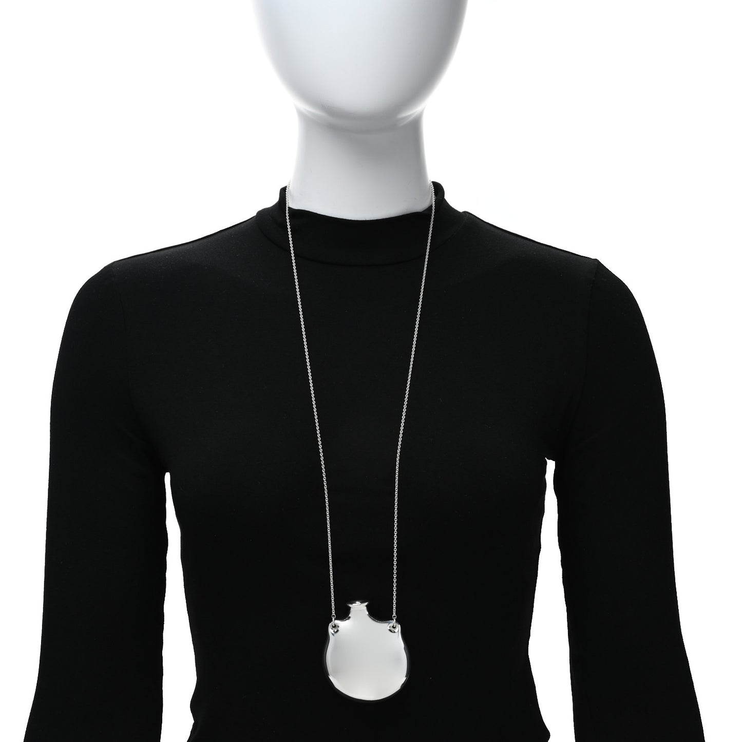 Sterling Silver Large Elsa Peretti Open Bottle Pendant Necklace