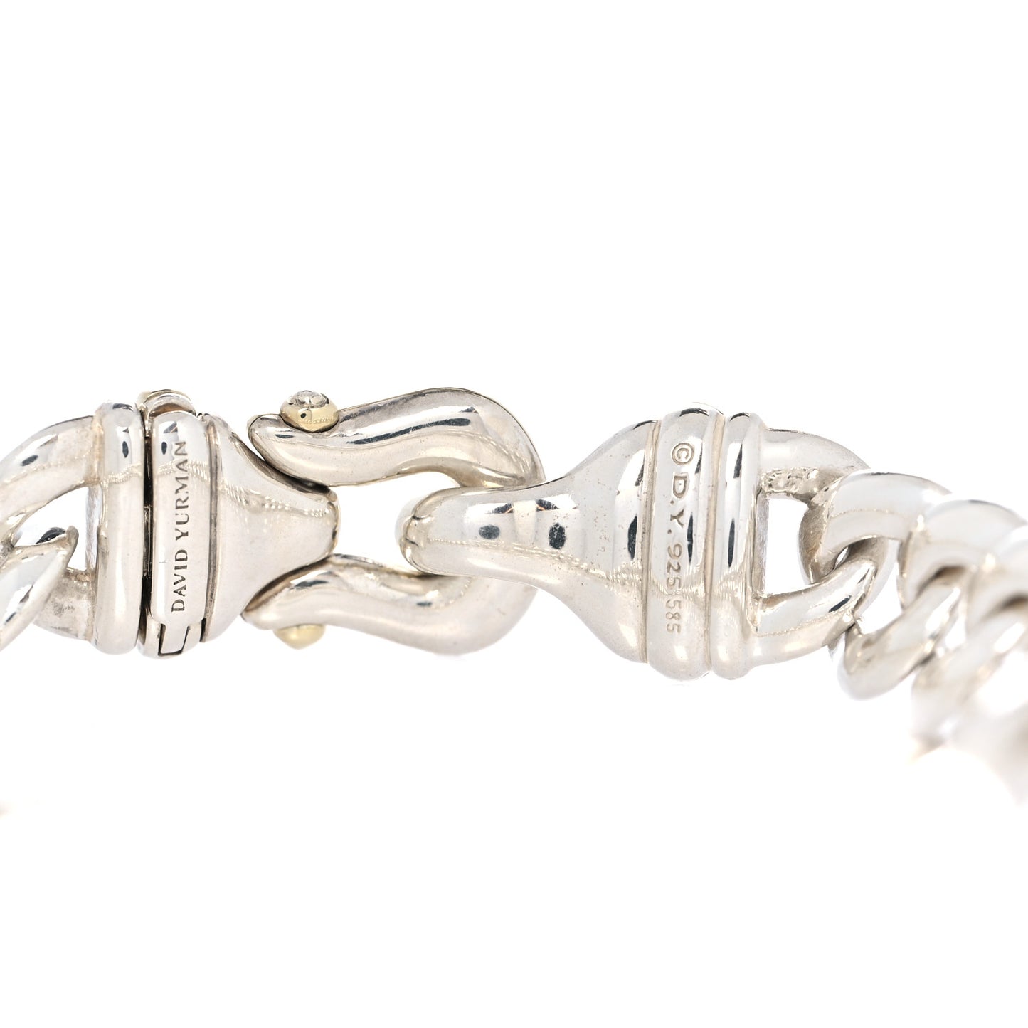 Sterling Silver 14K Yellow Gold Curb Link Buckle Bracelet