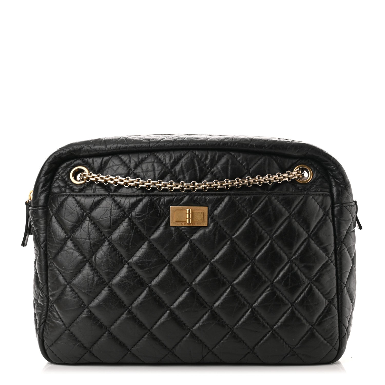 Chanel Aged Calfskin Quilted Large Reissue Camera Case Black 1 of 10