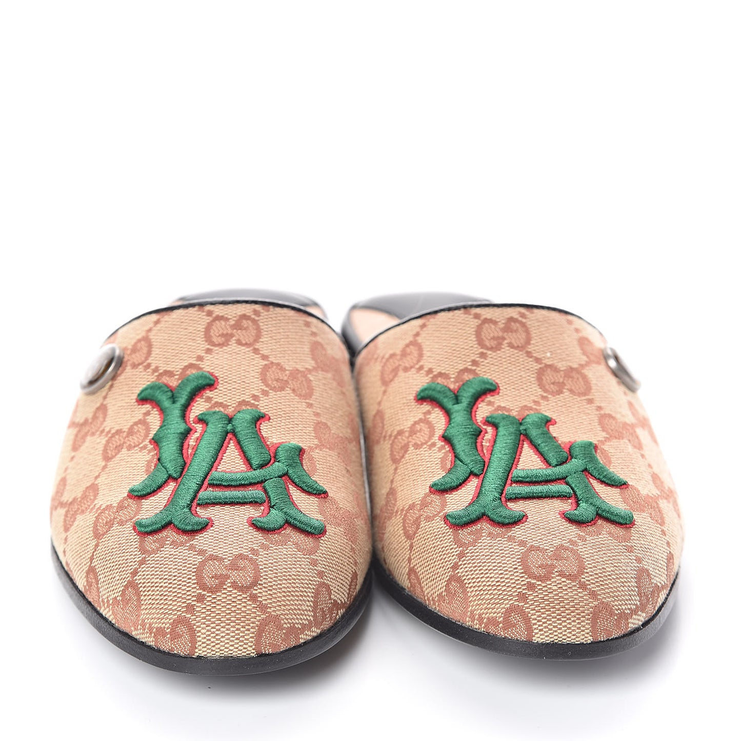 X MLB GG Monogram LA Dodgers Embroidered Womens GG Slippers 37 Beige Ruggine