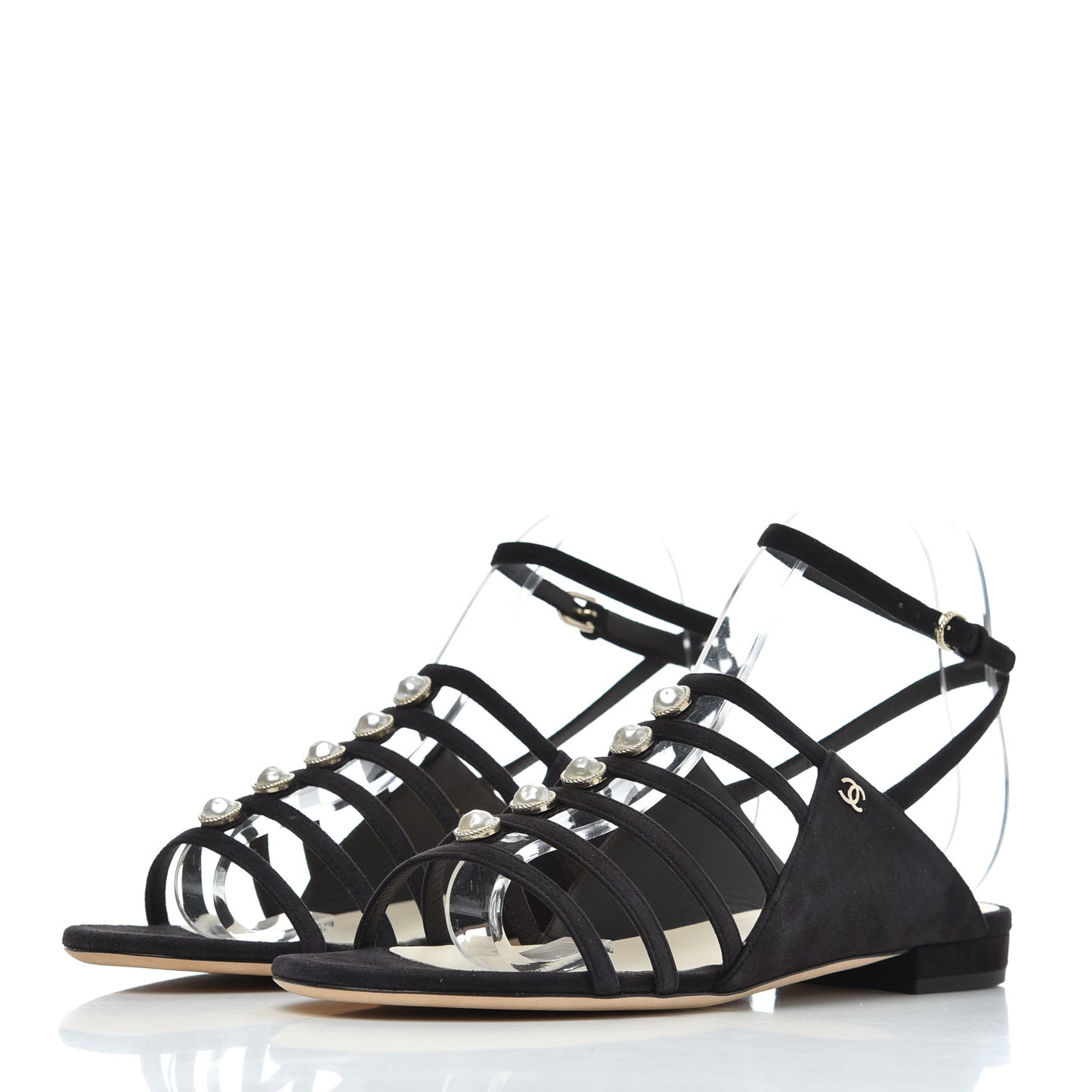 Suede Pearl Sandals 39 Black