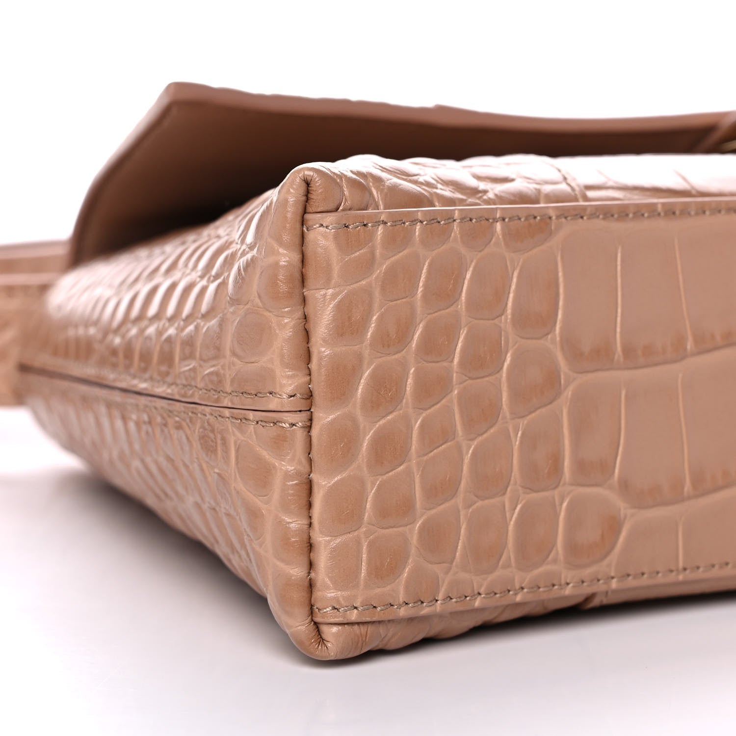 Balenciaga Extra Supple Calfskin Crocodile Embossed XS Downtown Shoulder Bag Nude Beige 10 of 11