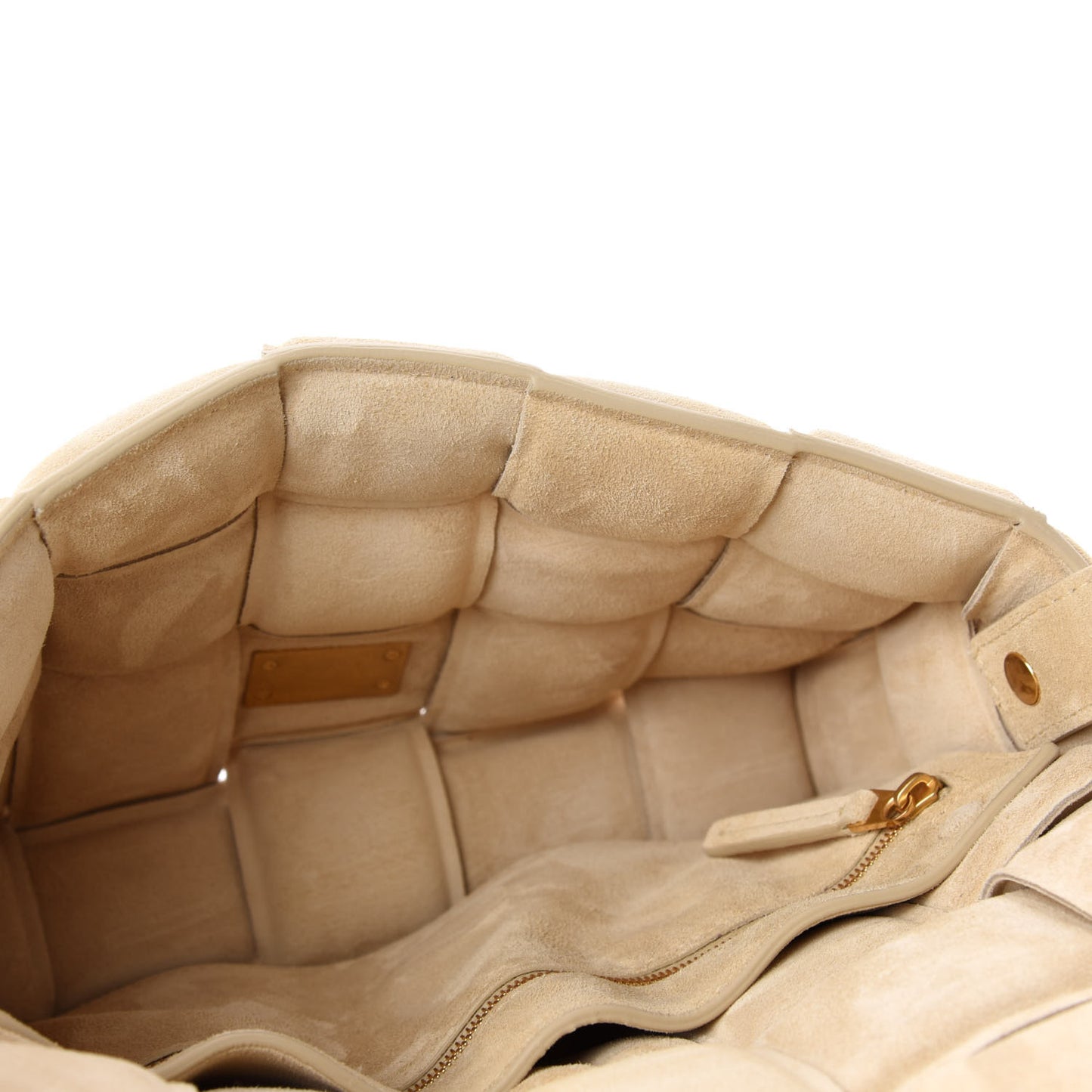 Suede Calfskin Maxi Intrecciato Padded Cassette Crossbody Bag Sand