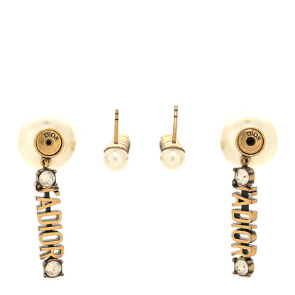Christian Dior Pearl Crystal J'Adior Tribales Earrings Antique Gold 3 of 4