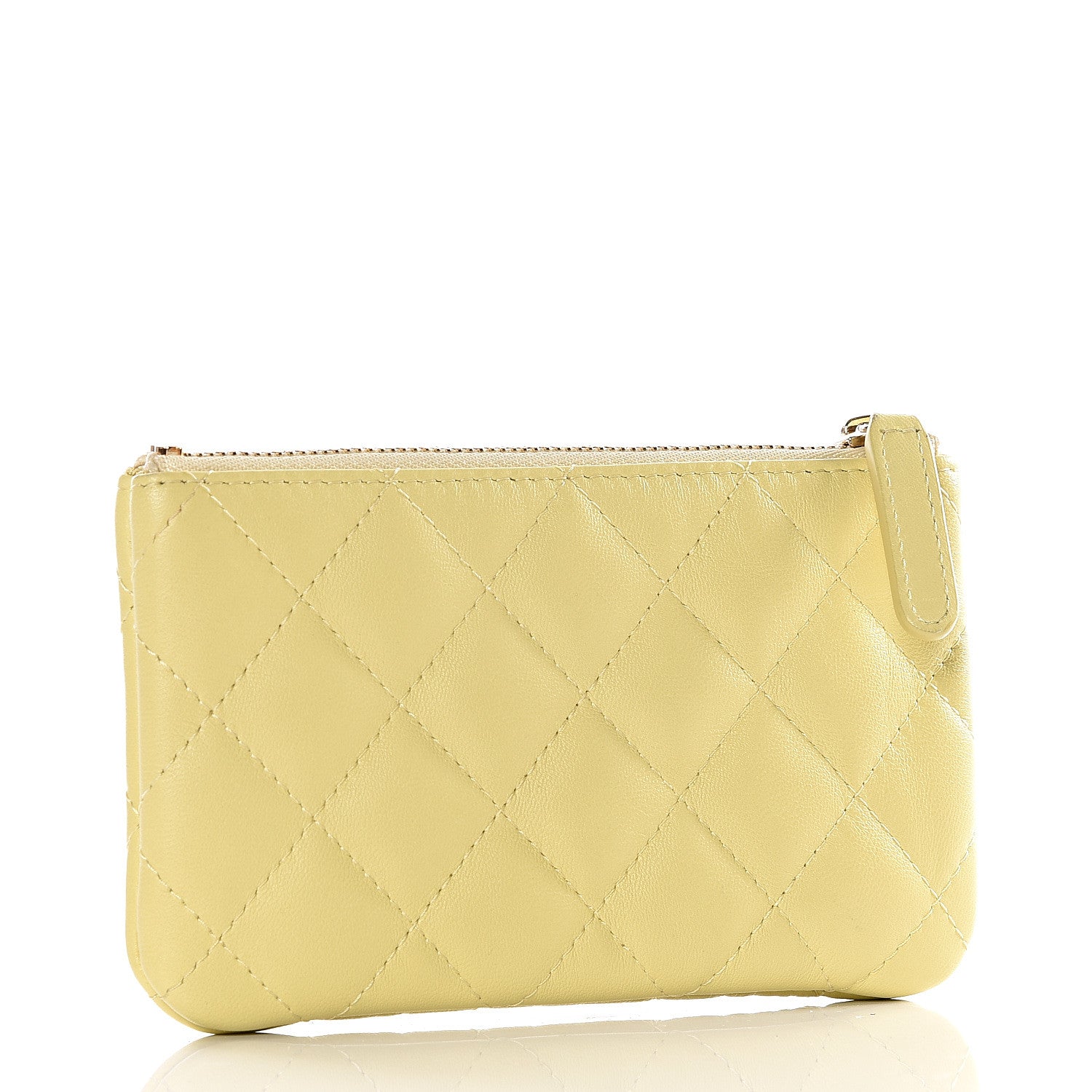 Chanel Lambskin Quilted Small Cosmetic Case Yellow 2 of 11