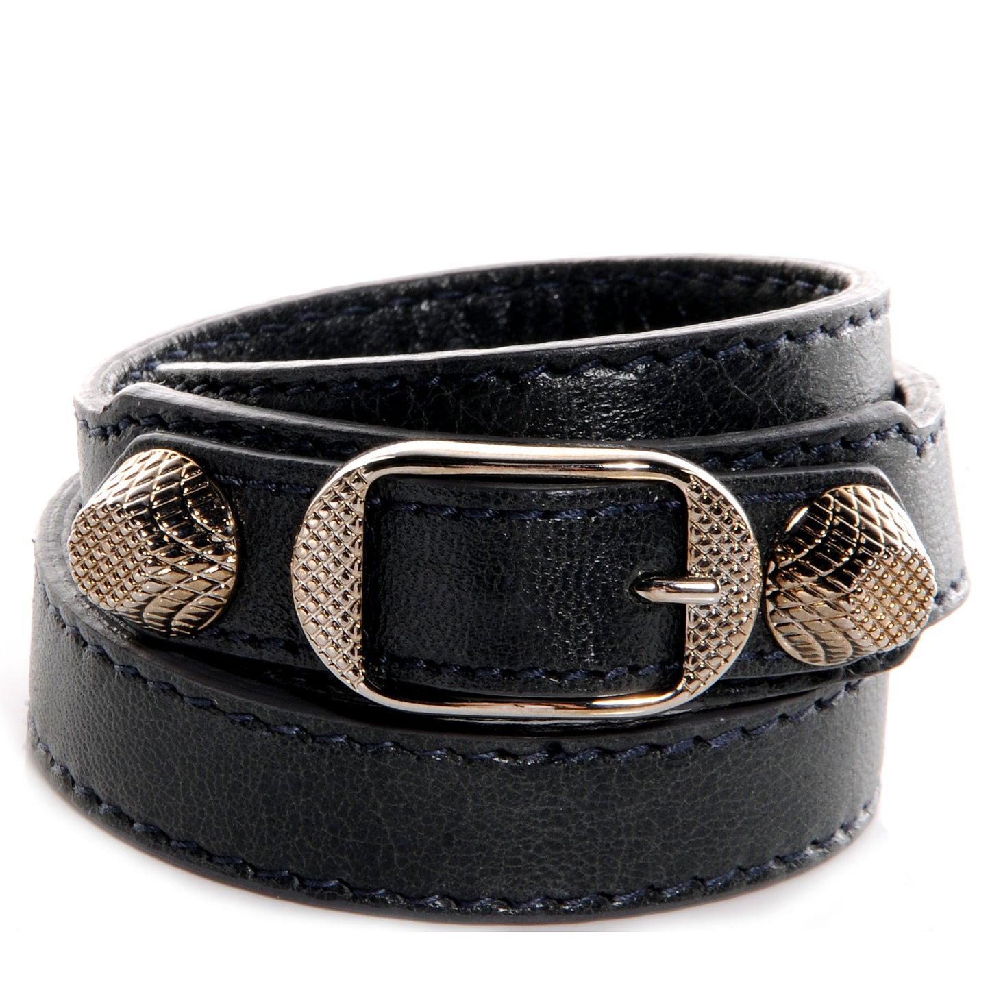 Agneau Giant 12 Silver Hardware Triple Tour Bracelet Small Anthracite