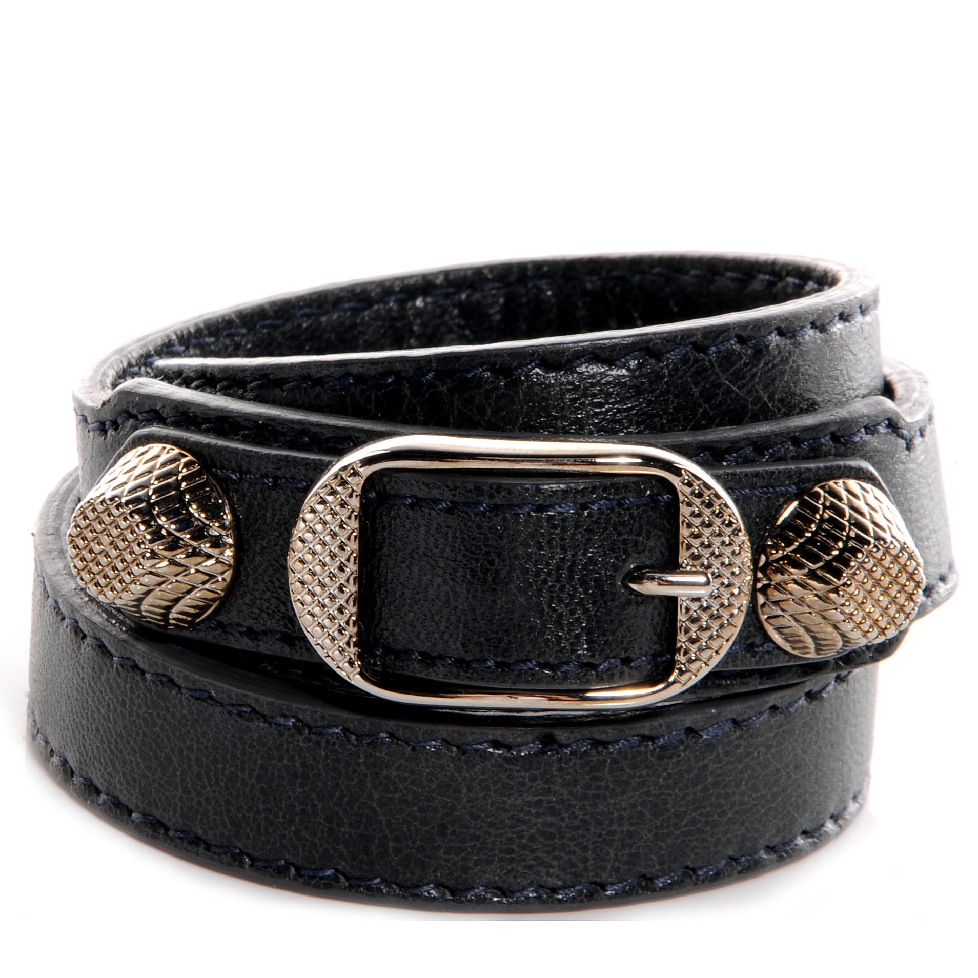 Balenciaga Agneau Giant 12 Silver Hardware Triple Tour Bracelet Small Anthracite 1 of 8