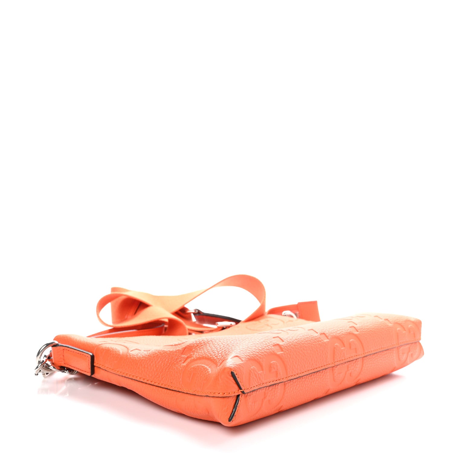 Gucci Piuma Calfskin Jumbo GG Embossed Medium Wristlet Messenger Bag Orange 4 of 9