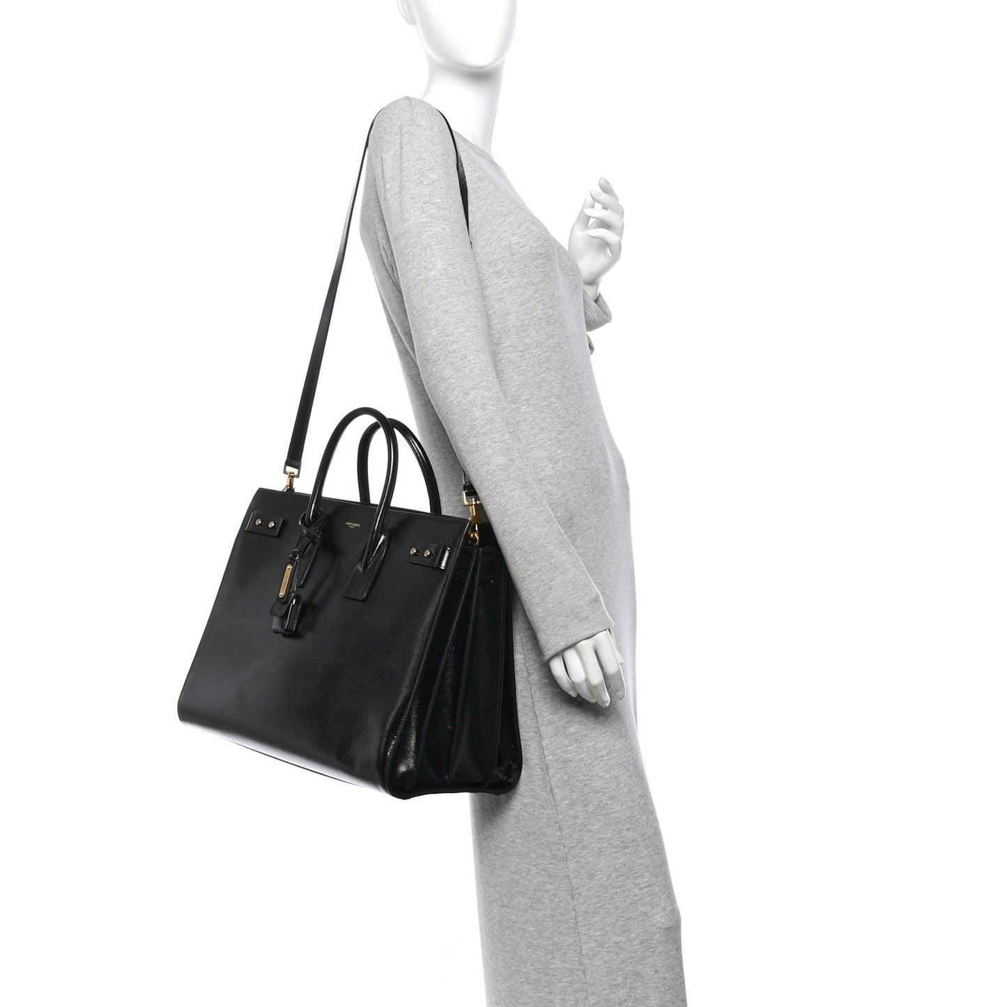 Patent Grain De Poudre Large Souple Sac De Jour Black