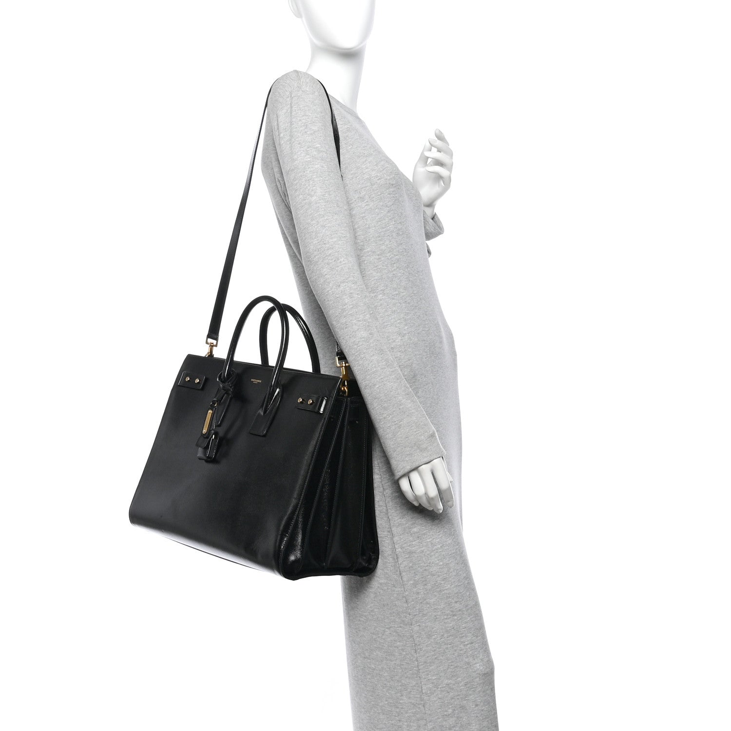 Saint Laurent Patent Grain De Poudre Large Souple Sac De Jour Black 2 of 11