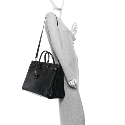 Saint Laurent Patent Grain De Poudre Large Souple Sac De Jour Black 2 of 11