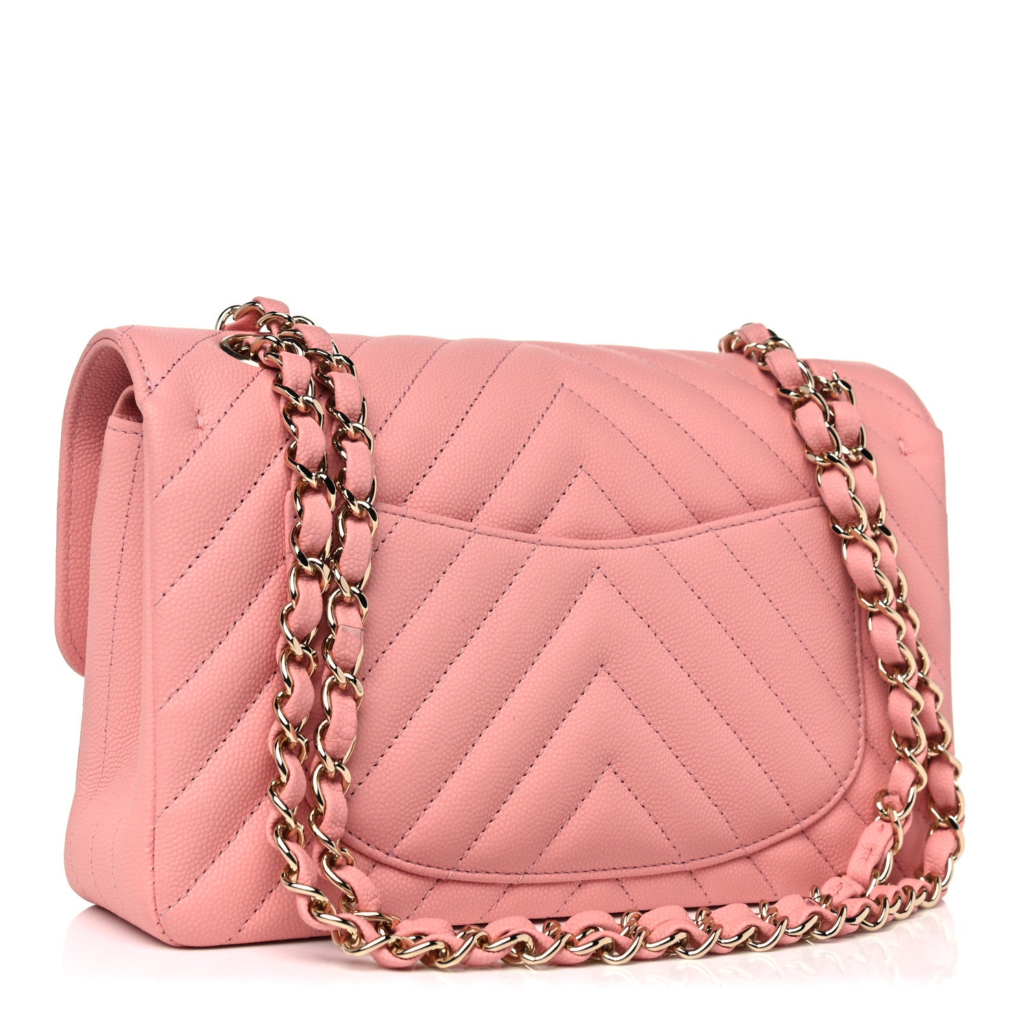 Chanel Caviar Chevron Quilted Small Double Flap Pink 3 of 10