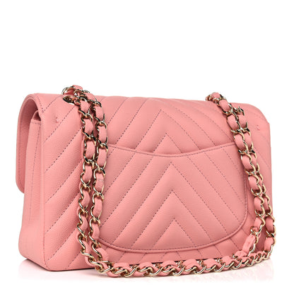 Chanel Caviar Chevron Quilted Small Double Flap Pink 3 of 10