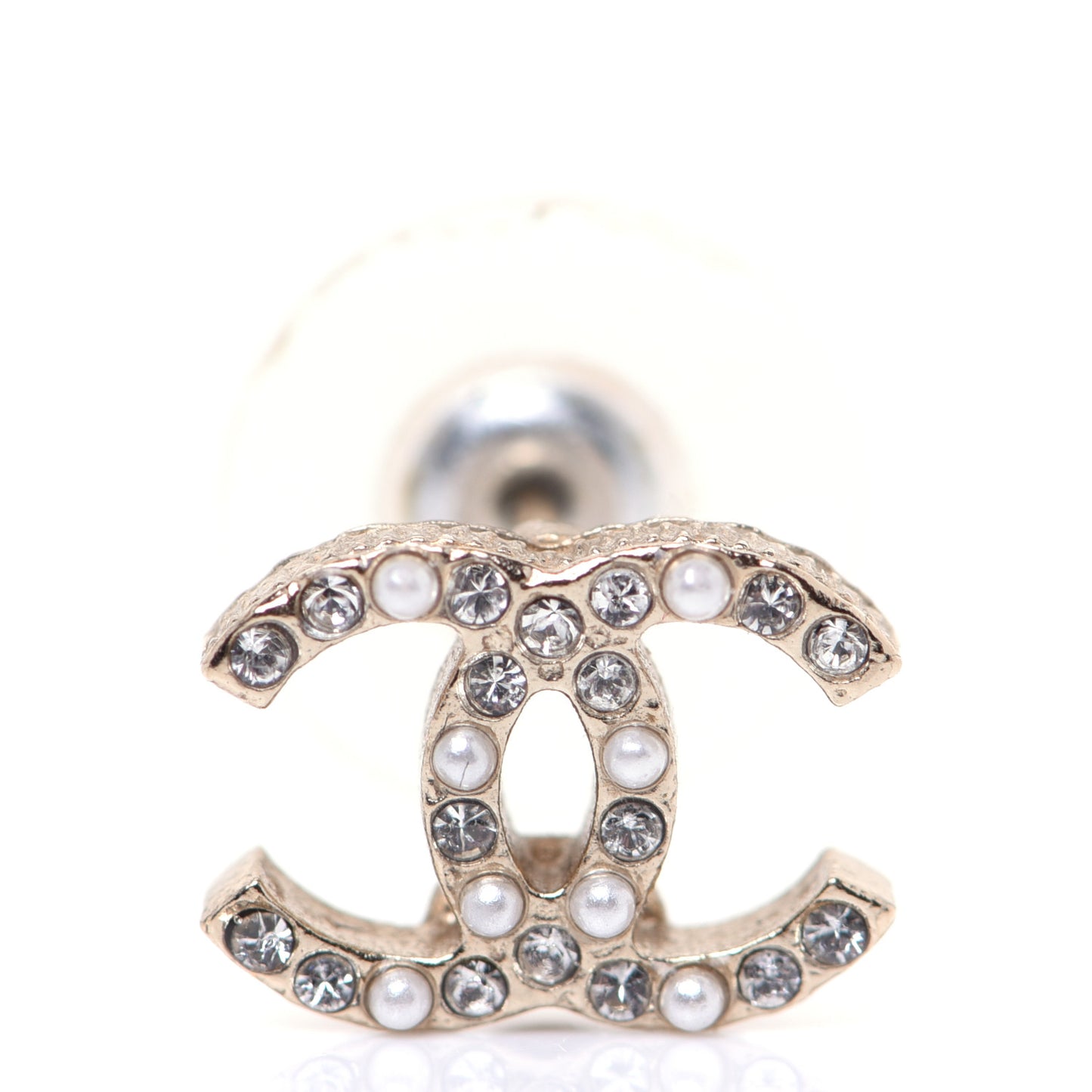 Pearl Crystal CC Earrings Gold