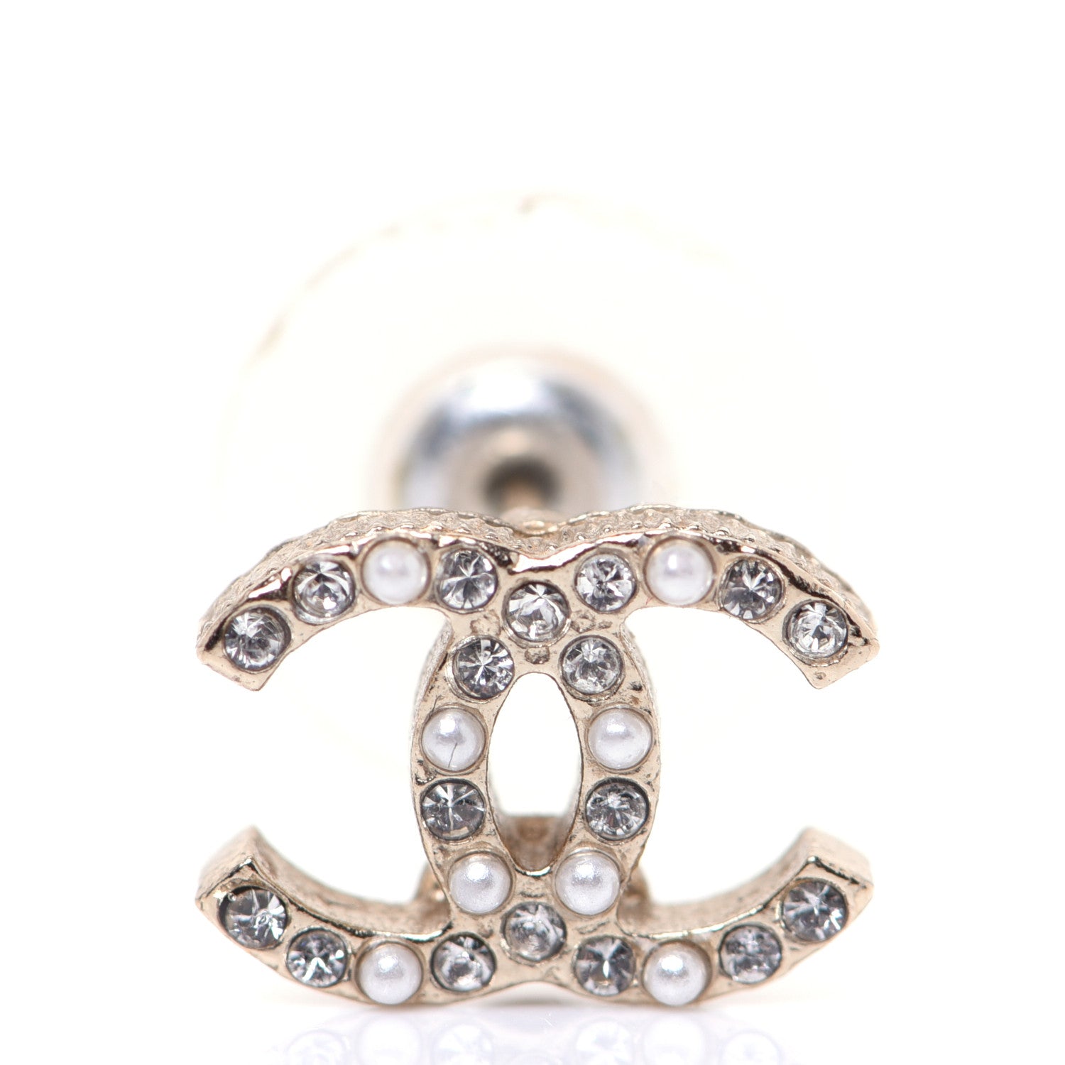Chanel Pearl Crystal CC Earrings Gold 5 of 7