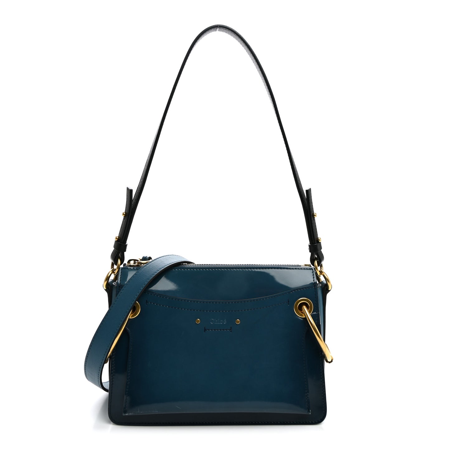 Glossy Lambskin Small Roy Bag Vinyl Blue