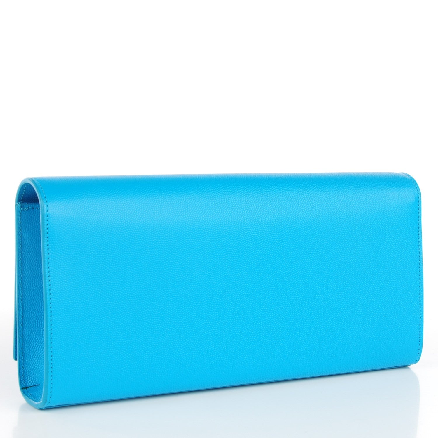 Saint Laurent Grain De Poudre Classic Monogram Clutch Turquoise 4 of 9