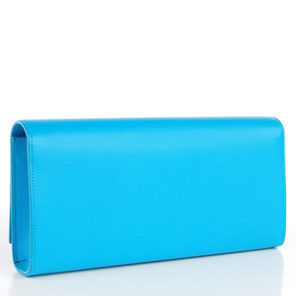Saint Laurent Grain De Poudre Classic Monogram Clutch Turquoise 4 of 9