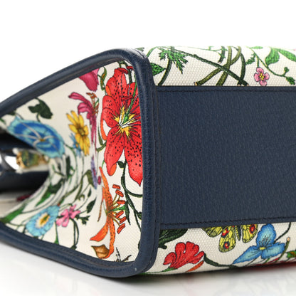 Gucci Canvas Medium Flora Tote White Multicolor Blue Agata 9 of 10