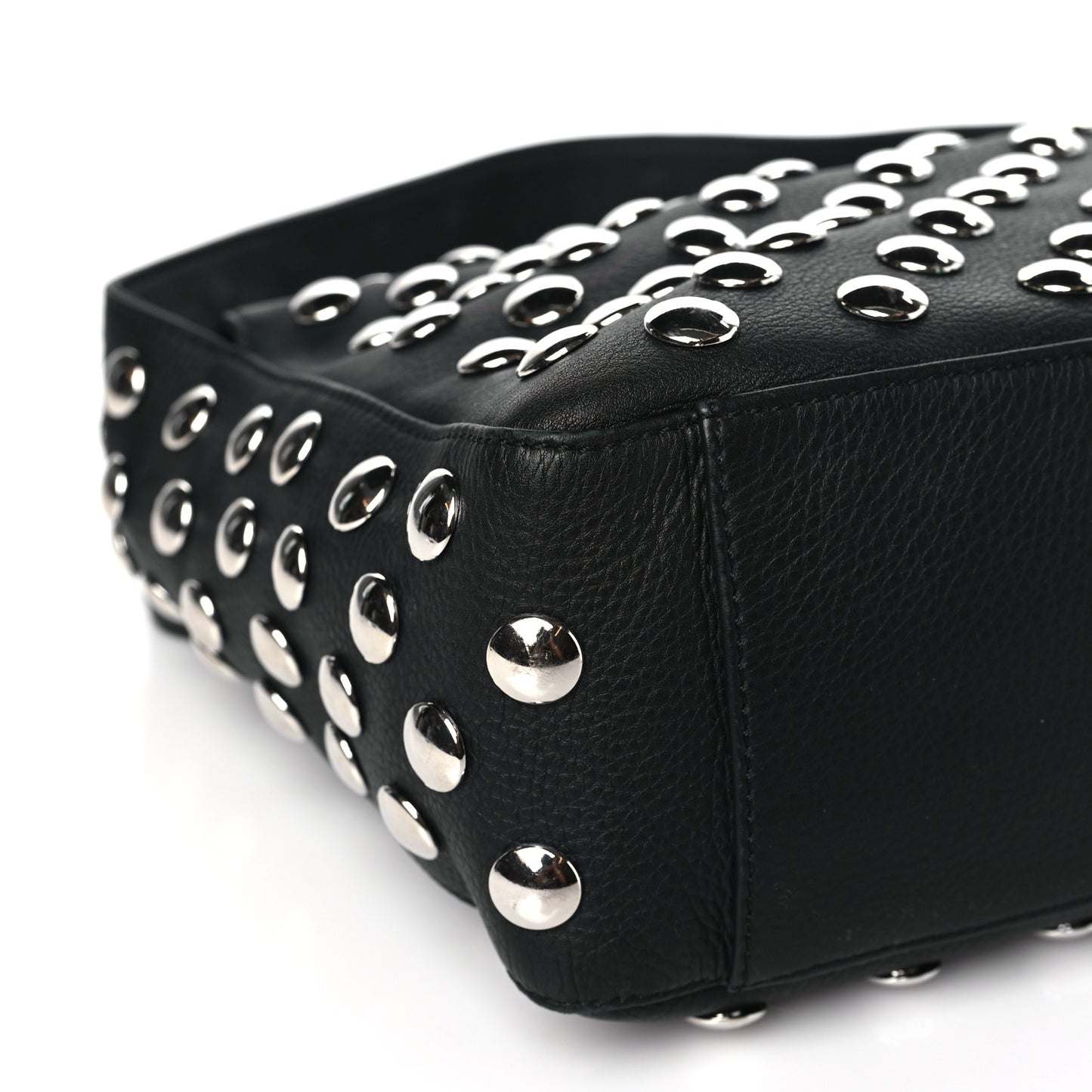 Pebbled Sport Calfskin Studded Elena Black