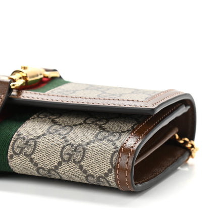 Gucci GG Supreme Monogram Azalea Calfskin Web Jackie 1961 Chain Wallet Beige Ebony Brown Sugar 10 of 11